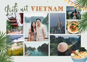 Vakantiekaart azie vietnam fotocollage noodles bladeren