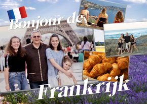 Vakantiekaart 'Bonjour de Frankrijk' ansichtkaart 4 foto's