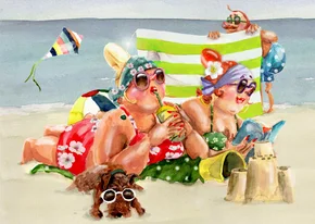 Vakantiekaart dagje aan het strand