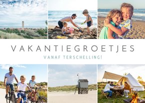 Vakantiekaart groetjes uit - fotocollage met 6 eigen foto's