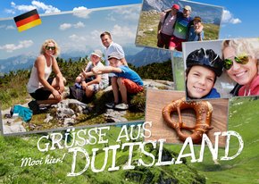 Vakantiekaart 'Grüße aus Duitsland' ansichtkaart 4 foto's