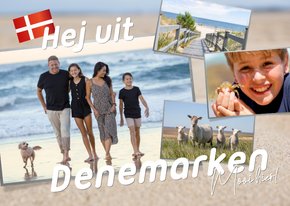 Vakantiekaart 'Hej uit Denemarken' ansichtkaart 4 foto's