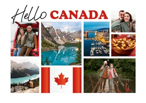 Vakantiekaart hello canada fotocollage maple leaf vlag