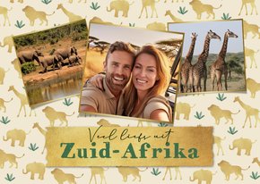 Vakantiekaart liefs Zuid-Afrika dieren fotocollage goud