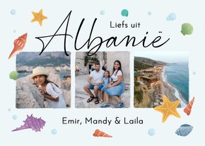 Vakantiekaart schelpen strand onderwater liefs uit Albanië
