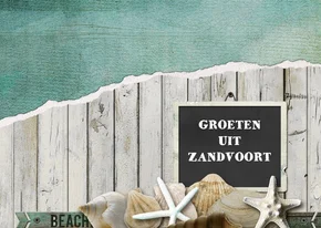 Vakantiekaart schelpen strandlook groeten uit..