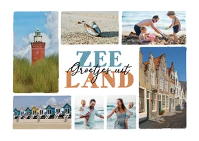 Vakantiekaart zomervakantie zeeland  fotocollage