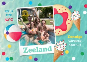 Vakantiekaart zwembad foto zonnige vakantie groetjes