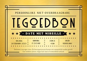 Valentijnsdag tegoedbon in V.I.P. ticket stijl