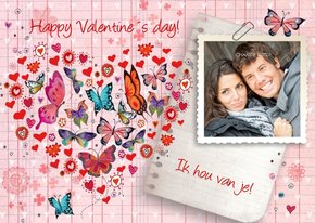 Valentijnskaart Hart Vlinder Ruitje Foto