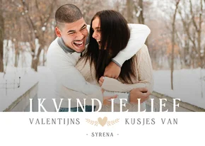 Valentijnskaart met jullie grote eigen foto ik vind je lief 