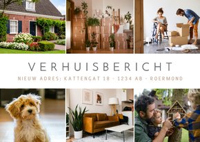 Verhuisbericht moderne fotocollage met 6 foto's
