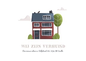 Verhuiskaart huisje boompje beestje illustratie sleutel