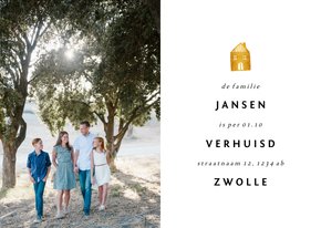 Verhuiskaart met foto en gouden huisje