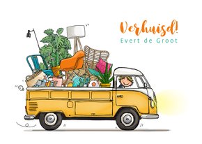 Verhuiskaart Volkswagen pick-up kleurrijk