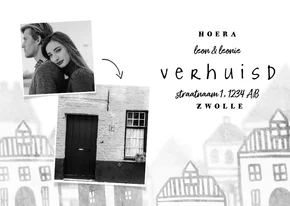 Verhuiskaartje met foto's en huisjes diepte