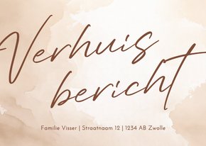 Verhuiskaartje waterverf beige verhuisbericht