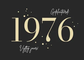 Verjaardagskaart 1976 goud confetti 50 jaar