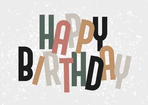 Verjaardagskaart happy birthday vrolijk typografie foto