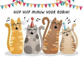 Verjaardagskaart - Katten zingen jarige toe