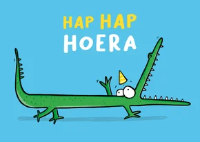 Verjaardagskaart krokodil hap hoera!