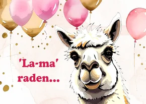 Verjaardagskaart lama raden