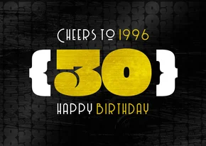 Verjaardagskaart man 30 jaar stoer 1996 typografisch