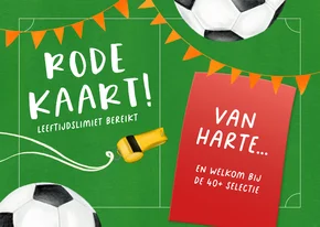 Verjaardagskaart met rode kaart en vlaggetjes