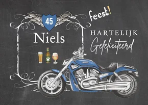 Verjaardagskaart motor in vintagestijl