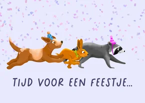 Verjaardagskaart rennende dieren