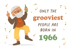 Verjaardagskaart sixties humor hippie man