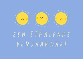 Verjaardagskaart smiley zonnetjes stralende verjaardag