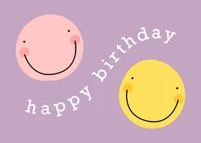 Verjaardagskaart smileys lila happy birthday