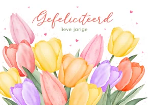 Verjaardagskaart tulpen boeket aquarel