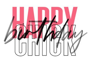 Verjaardagskaart vrouw happy birthday chick roze modern typo