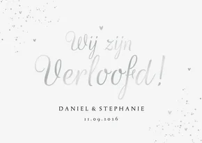 Verlovingskaart uitnodiging zilver stijlvol hartjes