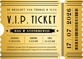 VIP Ticket met golfrandje - grappige trouwkaart uitnodiging