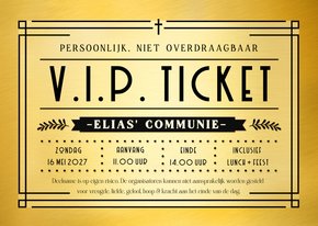 V.I.P. ticket uitnodiging origineel voor de eerste communie 