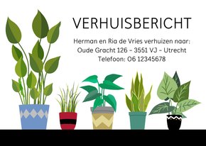 Vlotte verhuiskaart met verschillende planten