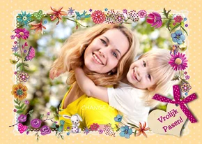 Vrolijk pasen geel stip rand foto lente