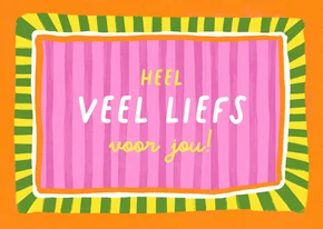 Vrolijk wenskaartje zomaar heel veel liefs kleurrijk