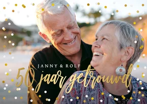 Vrolijke confetti uitnodiging huwelijksjubileum eigen foto