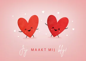 Vrolijke liefdeskaart jij maakt mij blij- levende hartjes