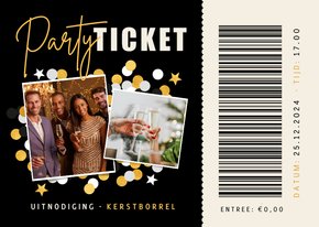 Vrolijke uitnodiging kerstborrel met foto's Party ticket