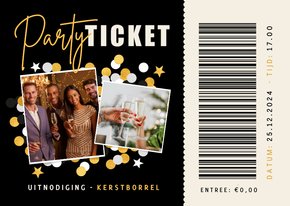 Vrolijke uitnodiging kerstborrel met foto's Party ticket