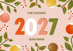 Vrolijke zakelijke kerstkaart met kader en 2027