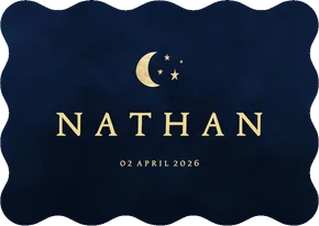 Waterverf geboortekaartje jongen sterren en maantje