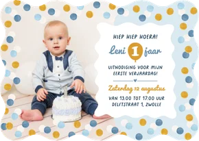 Wave blauw kinderfeestje uitnodiging confetti 1 jaar foto
