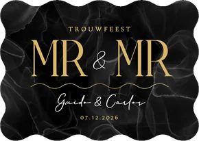Wave vorm kaart mr. and mr. marmer zwart stijlvol goud