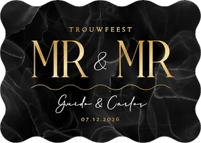 Wave vorm kaart mr. and mr. marmer zwart stijlvol goud